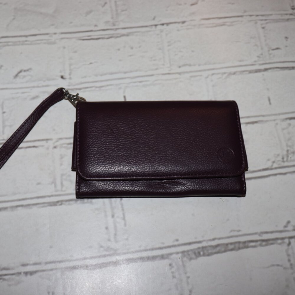 💜 Dark Purple Leather Wallet · Snap Closure T